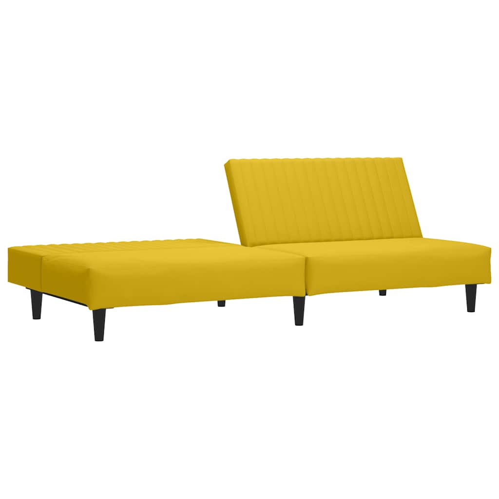 Sofá-cama de 2 lugares veludo amarelo