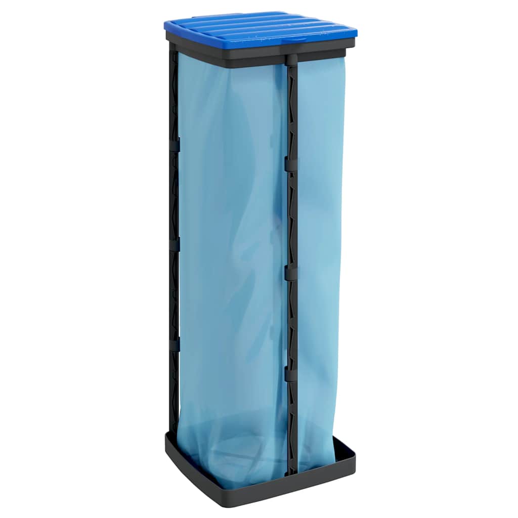 Suportes para sacos de lixo 2 pcs 120 l PP preto e azul