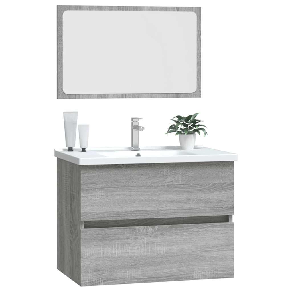 2 Pcs conjunto móveis wc derivados de madeira sonoma cinza