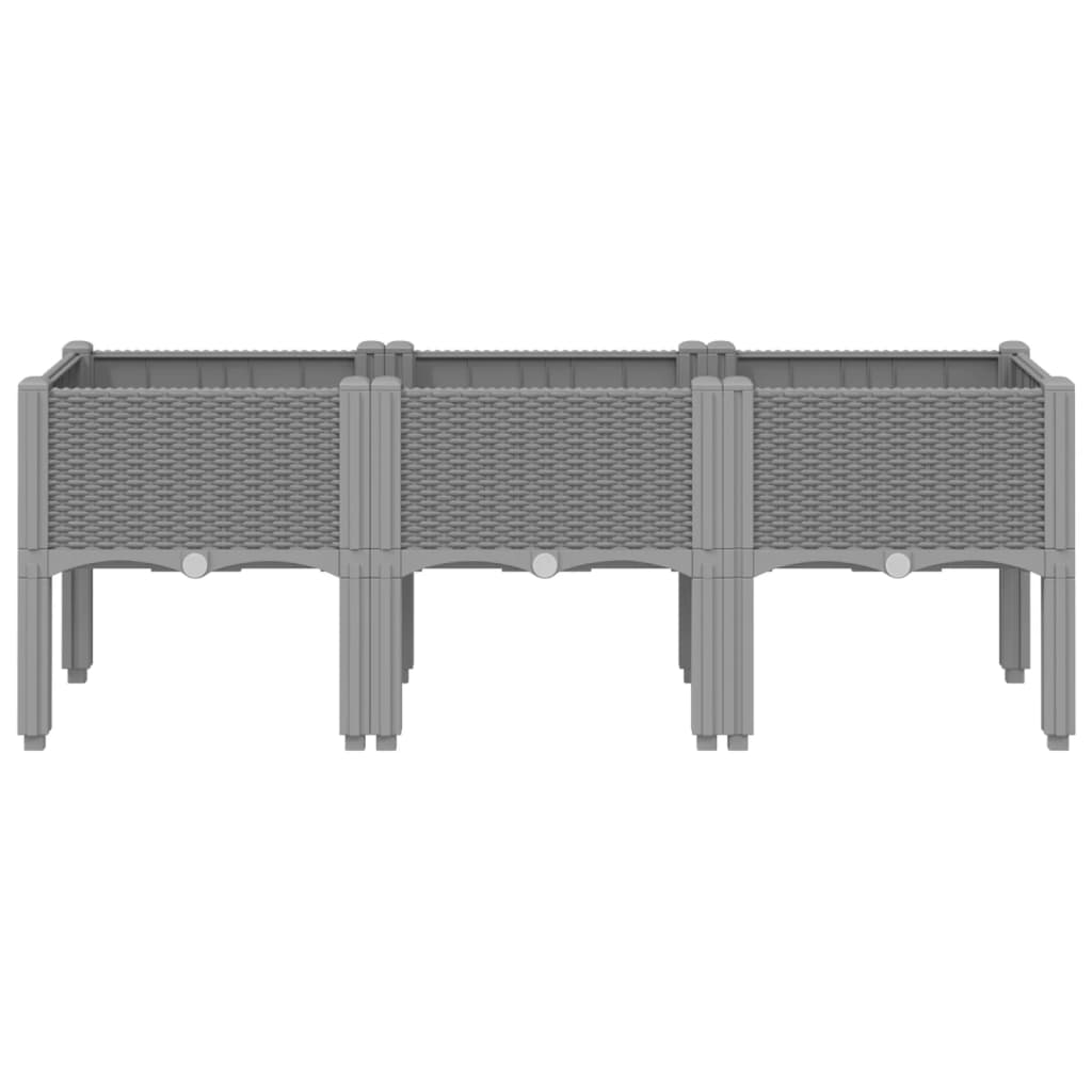 Vaso/floreira de jardim c/ pernas 120x40x42cm PP cinzento-claro