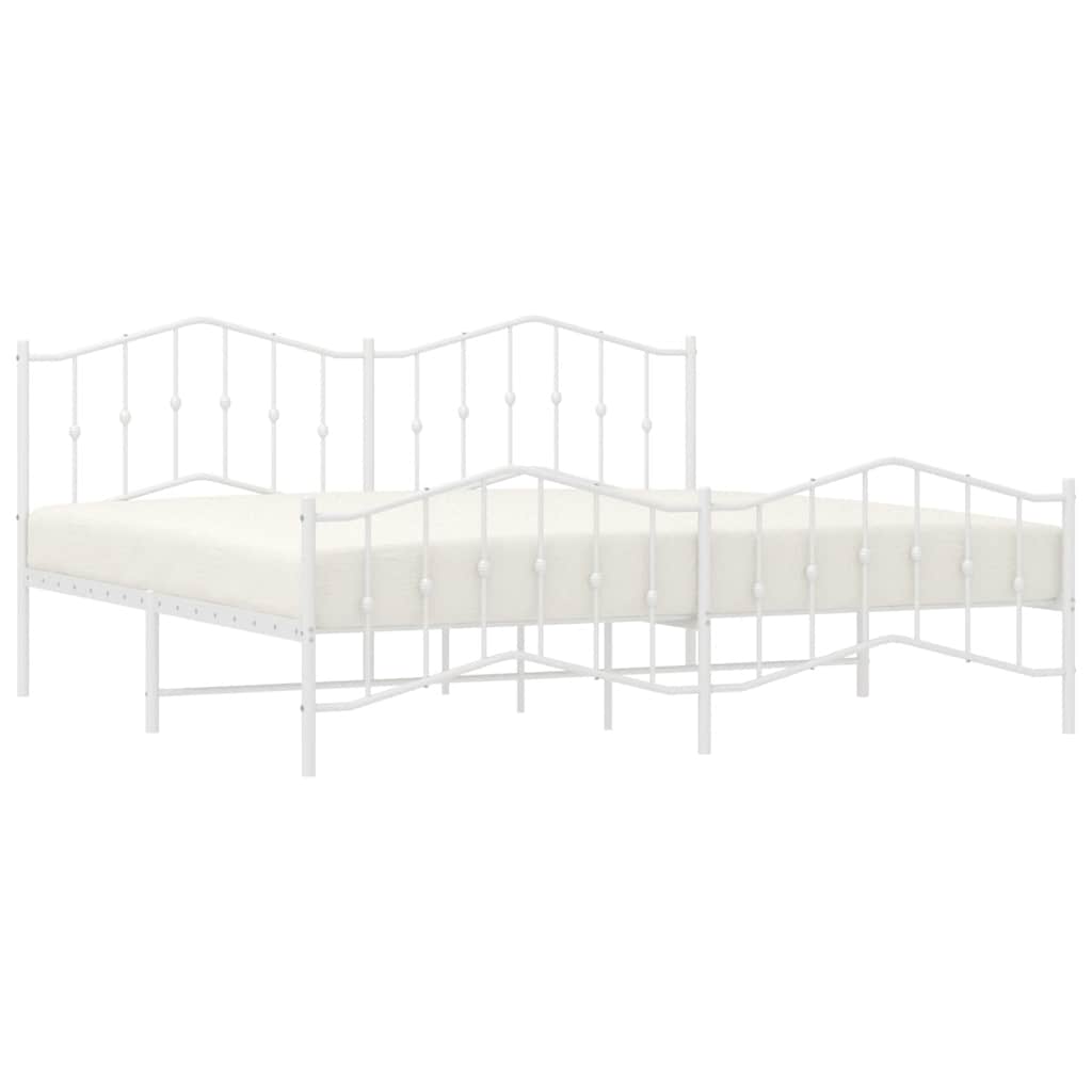 Estrutura de cama com cabeceira e pés 193x203 cm metal branco