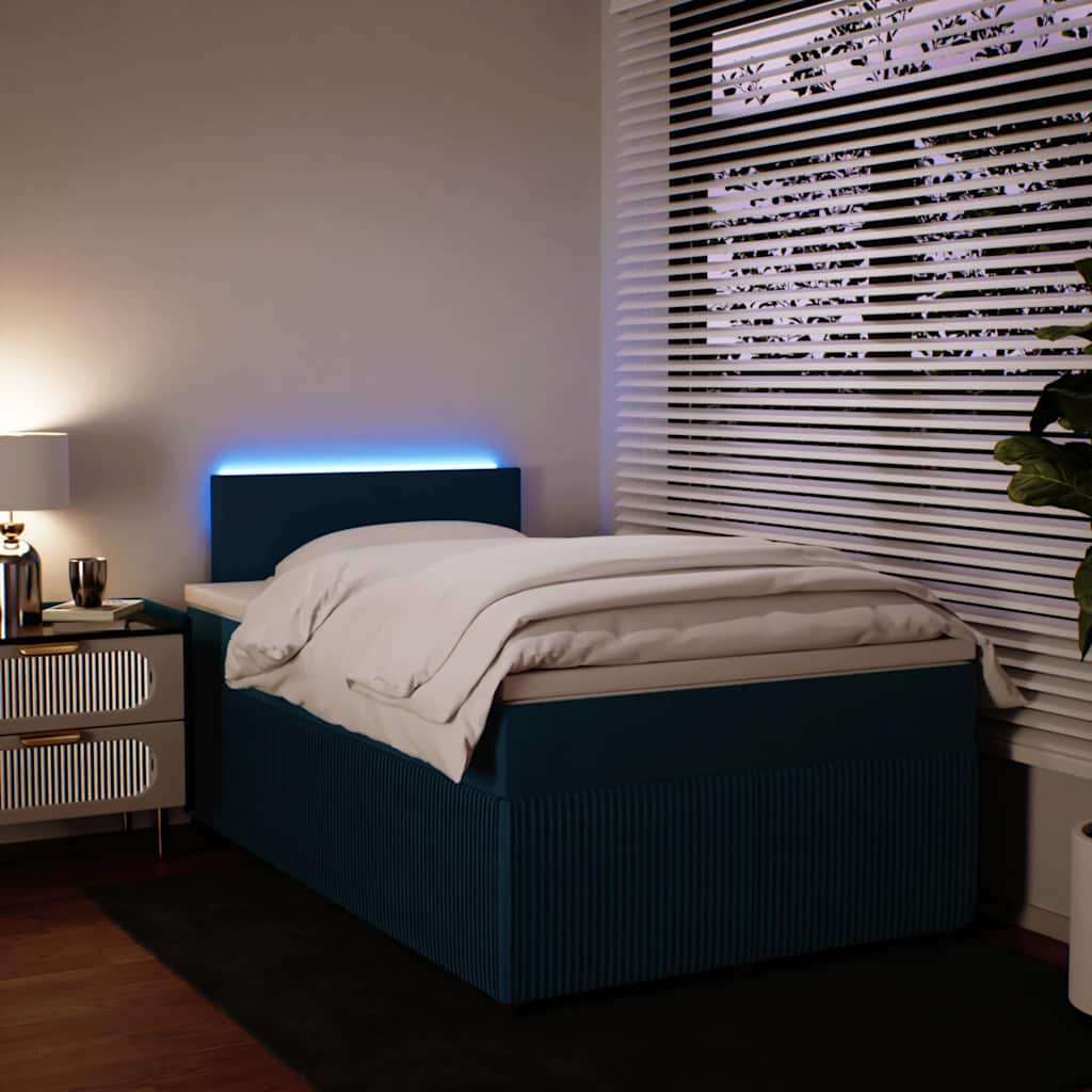 Cama boxspring com colchão 120x190 cm veludo azul