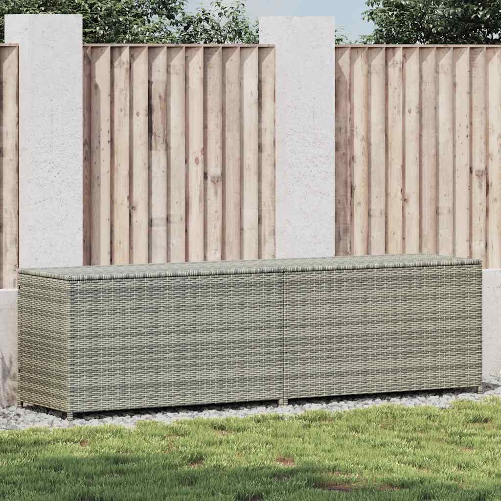 Caixa de arrumação para jardim 200x50x60 cm vime PE cinzento