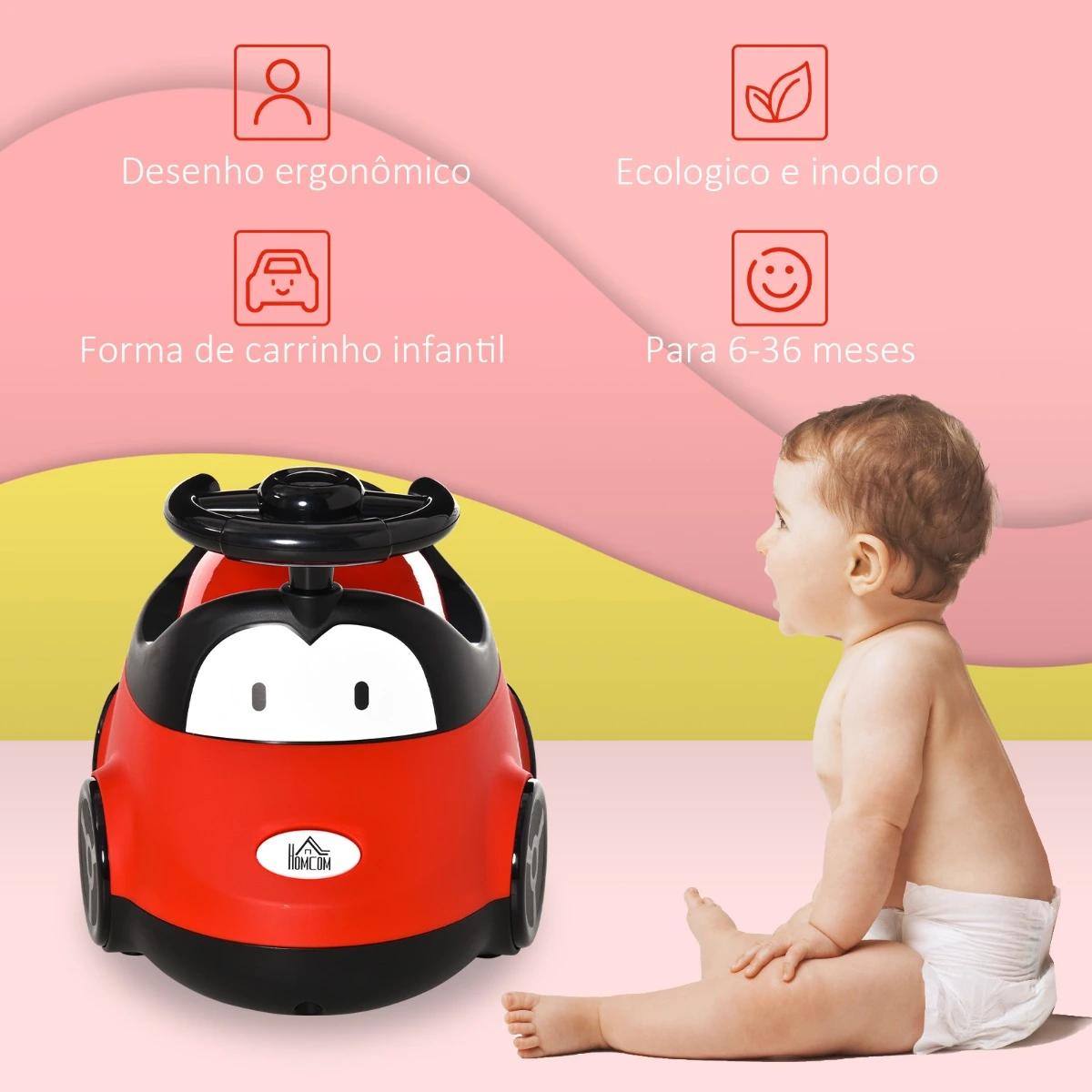 Bacio para Bebé de 6-36 Meses Bacio de Aprendizagem Treinamento Portátil em Forma de Carro com Tampa Volante Fácil de Limpar Car