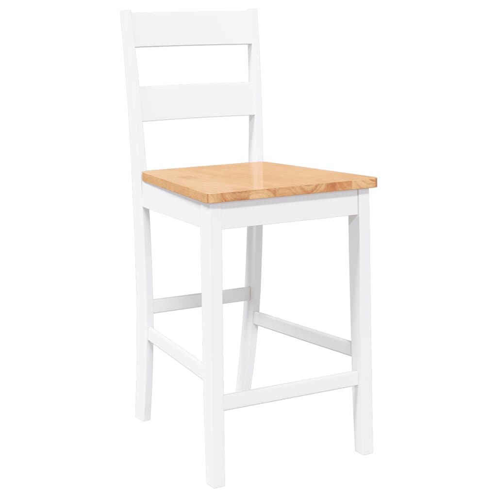 Bancos de bar 2 pcs madeira de seringueira maciça branco