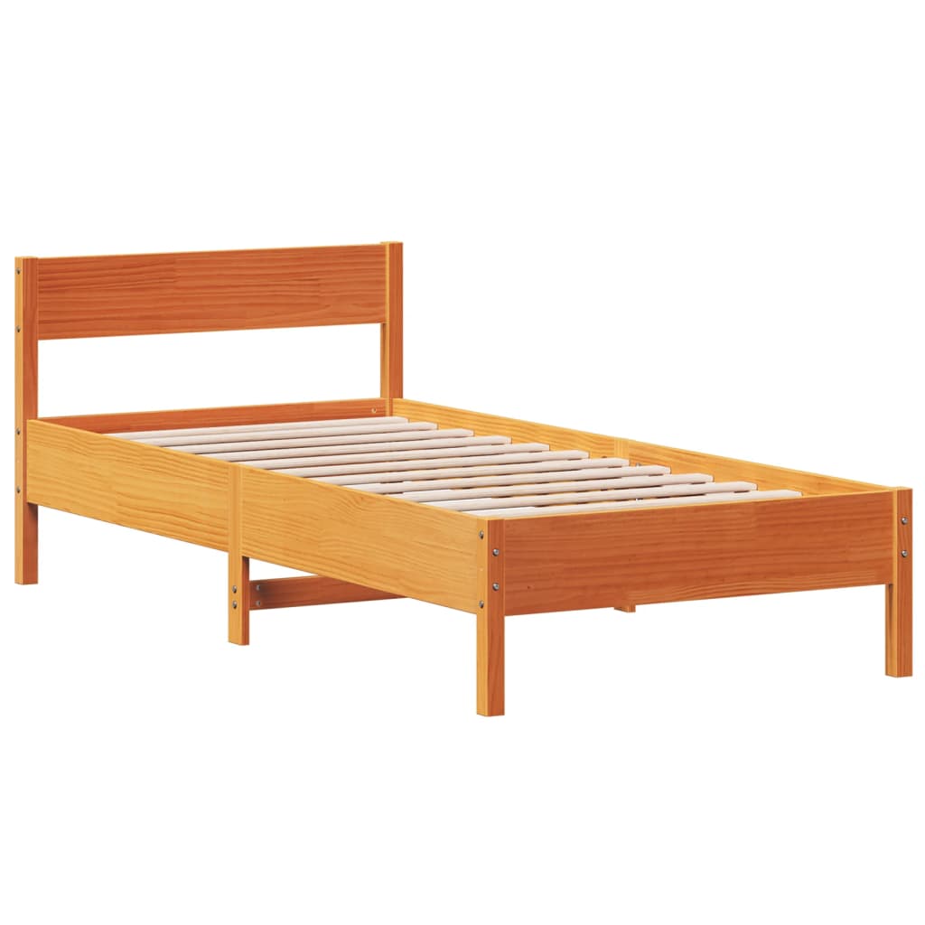 Cama sem colchão 90x200 cm pinho maciço castanho-mel