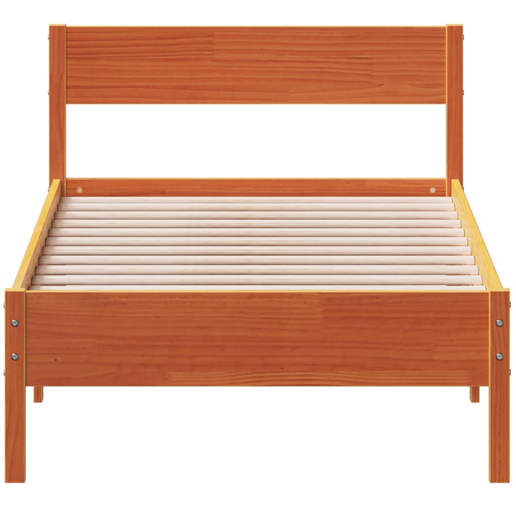 Cama sem colchão 90x200 cm pinho maciço castanho-mel