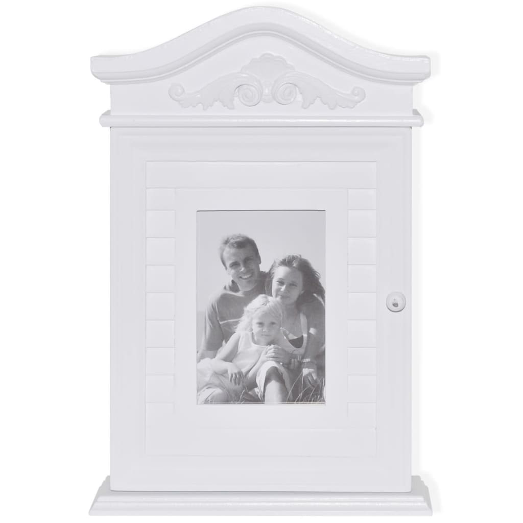 Armário de chaves com moldura para fotografias branco