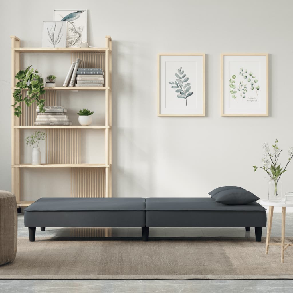 Sofá-cama veludo cinzento-escuro