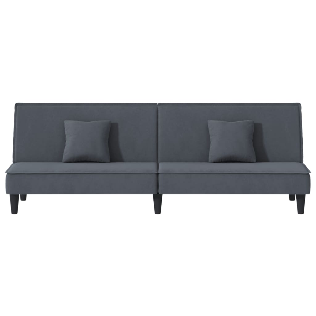 Sofá-cama veludo cinzento-escuro