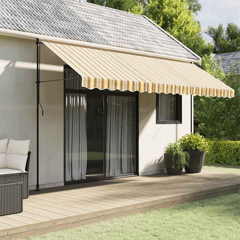 Tecido de substituição para sanefa de toldo 450 cm riscas amarelo/cinza