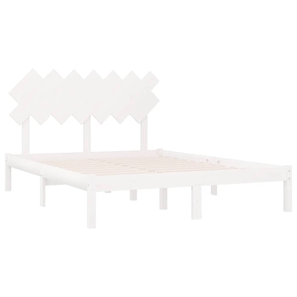 Estrutura de cama 140x190 cm madeira maciça branco