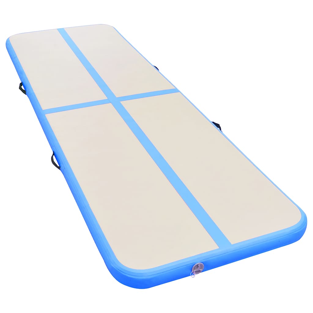 Colchão de ginástica insuflável c/ bomba 600x100x10 cm PVC azul
