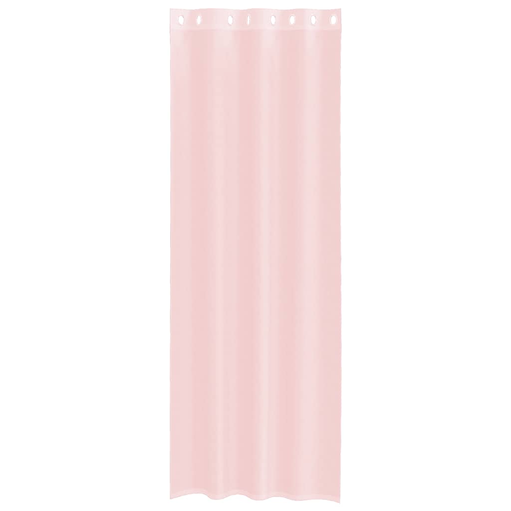 Cortinas de voile com ilhós 2 pcs rosa-claro 140x260 cm