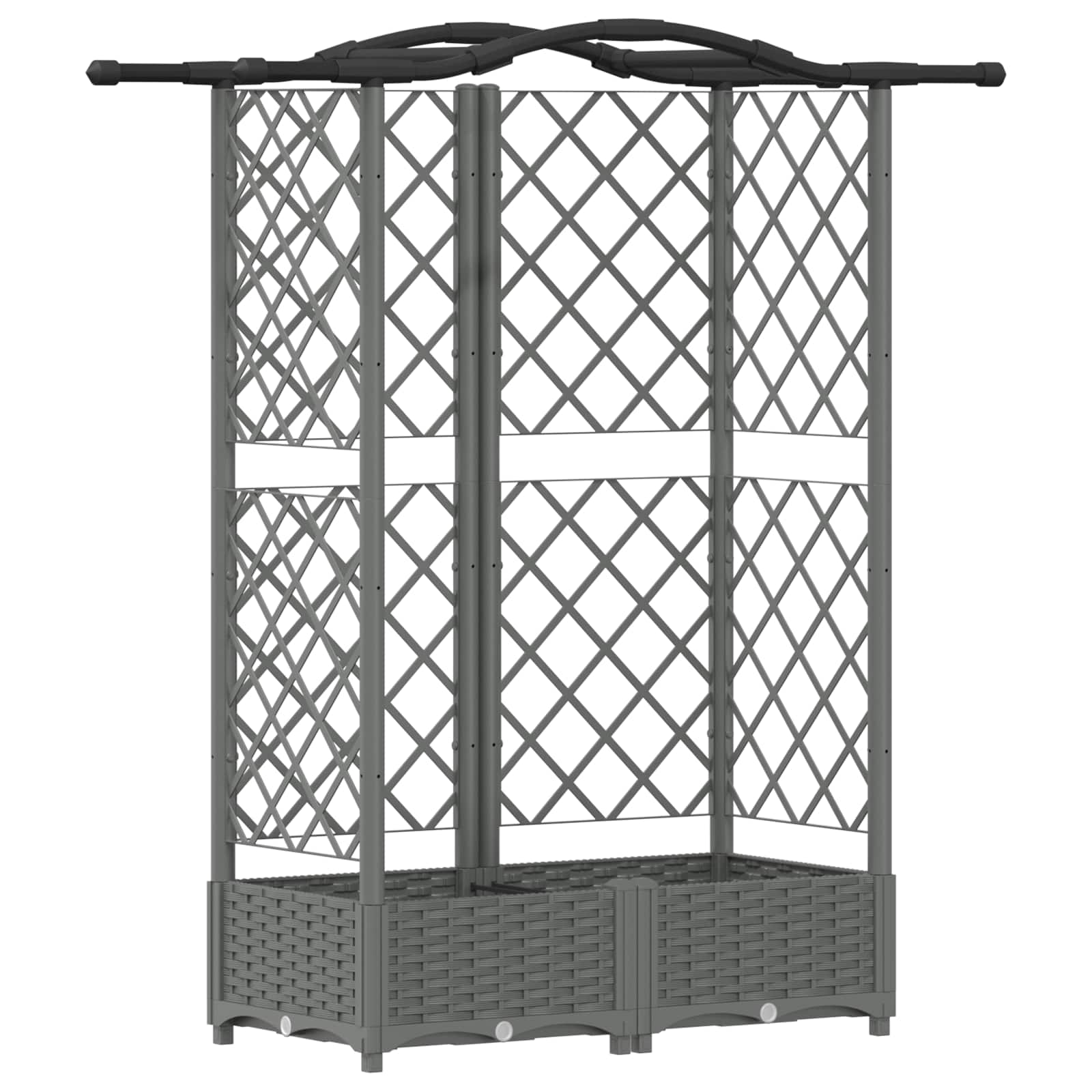 Cama elevada com treliça e telhado cinzento-claro PP