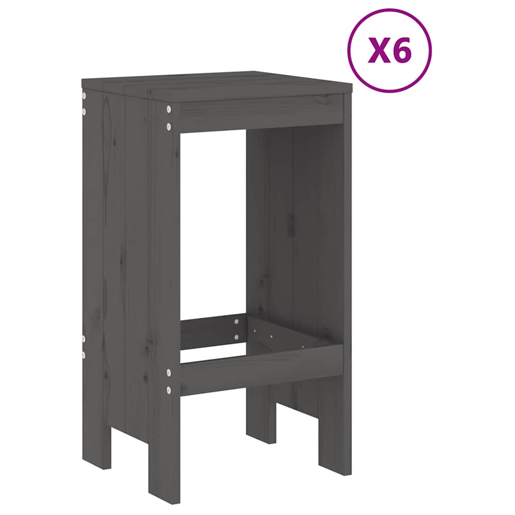 7 Pcs conjunto de bar para jardim pinho maciço cinzento