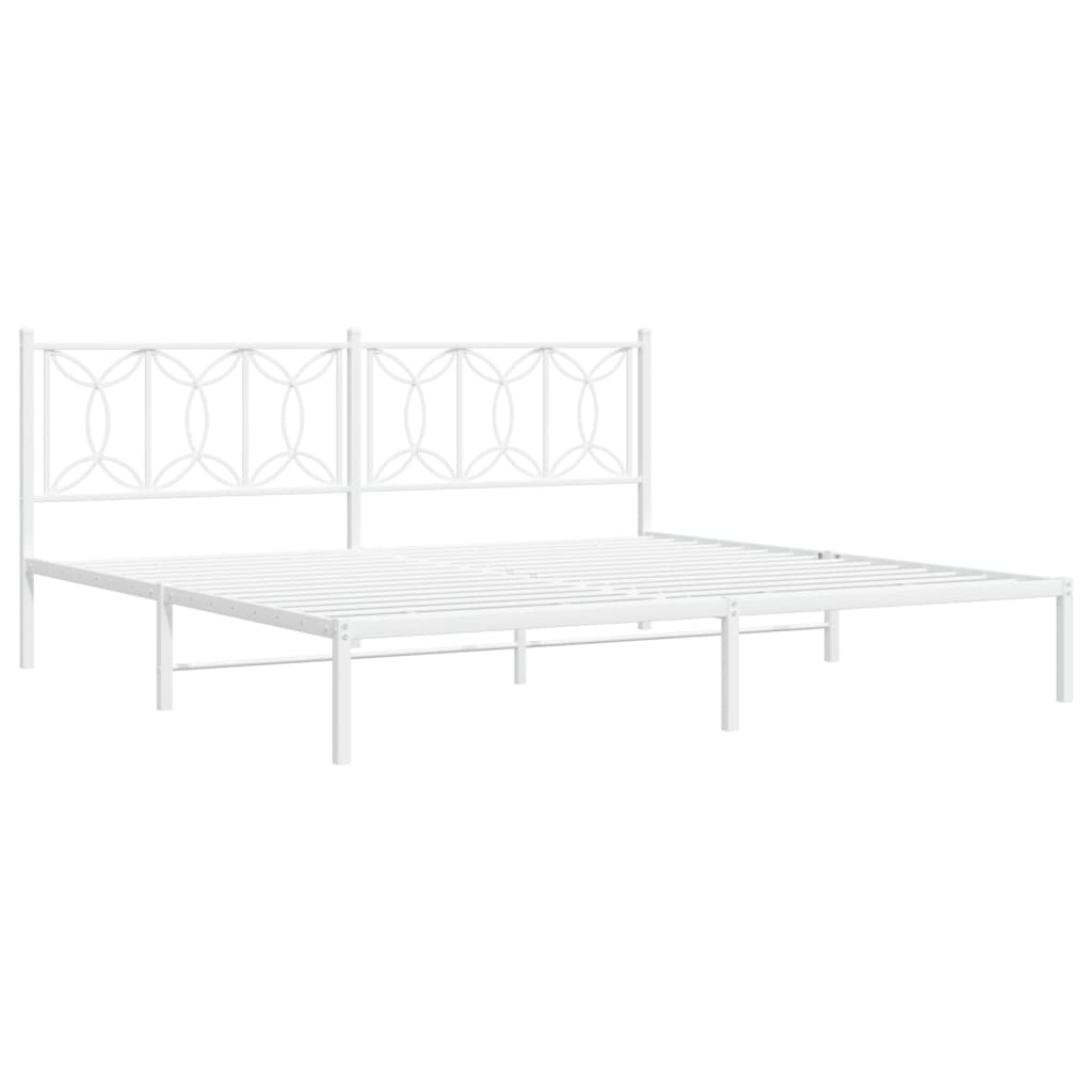 Estrutura de cama com cabeceira 193x203 cm metal branco