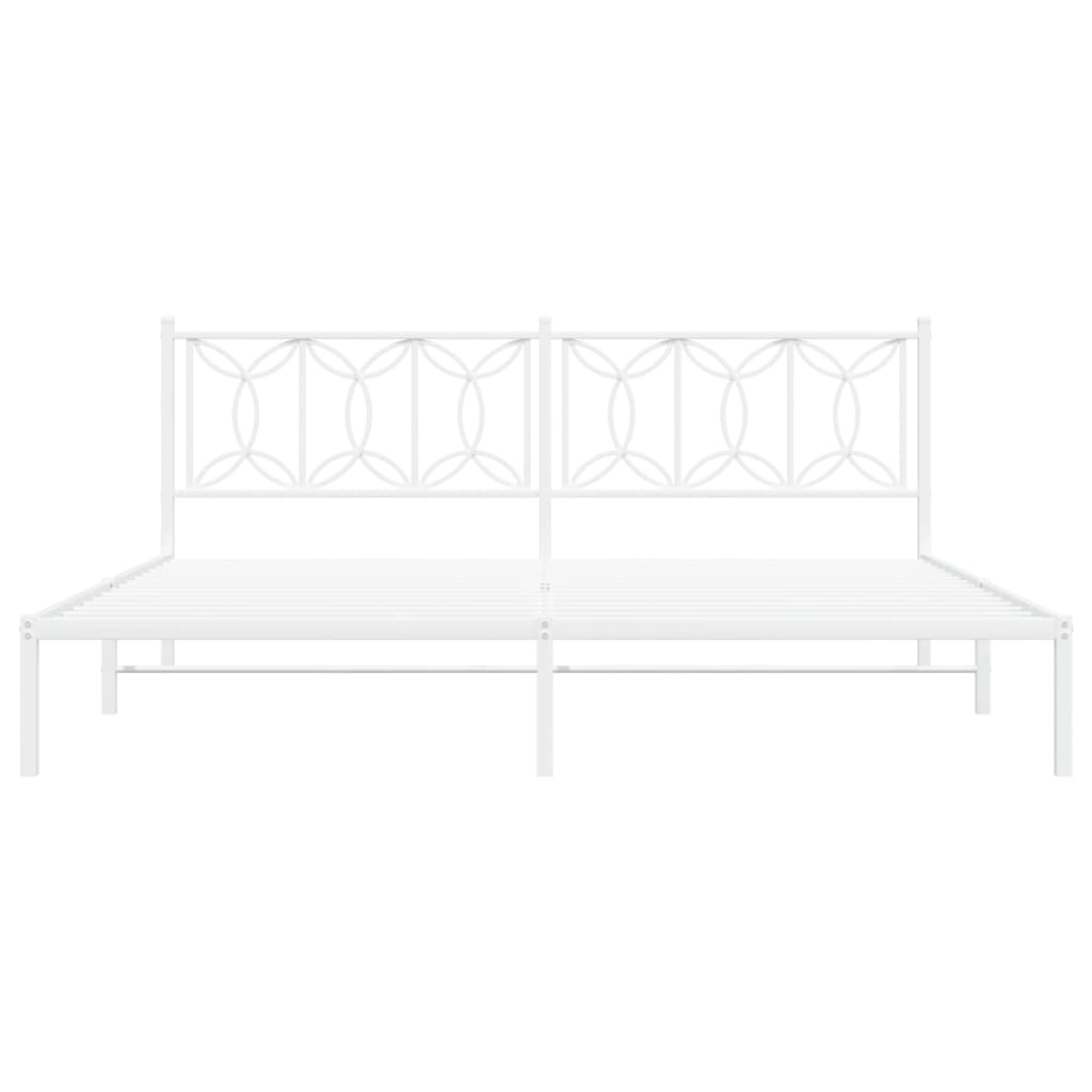 Estrutura de cama com cabeceira 193x203 cm metal branco
