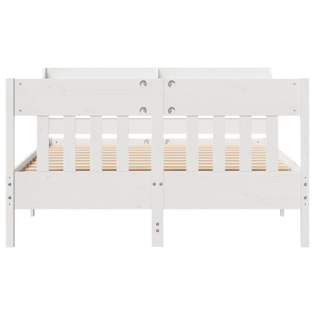 Cama sem colchão 160x200 cm madeira de pinho maciça branco