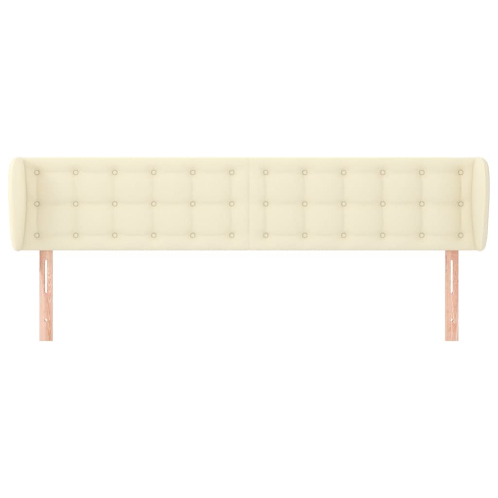 Cabeceira de cama c/ abas couro artificial 183x23x78/88cm creme