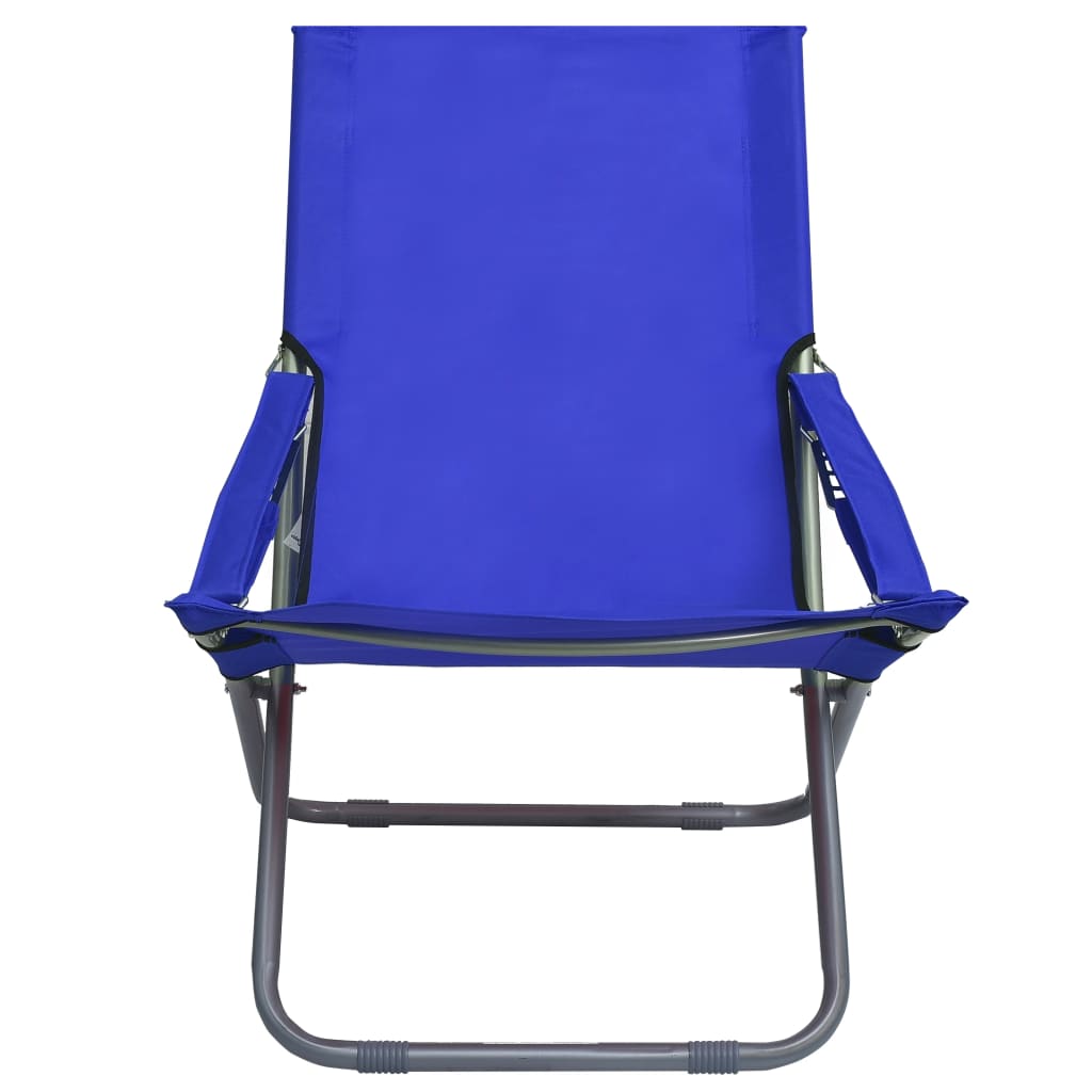 Cadeiras de praia dobráveis 2 pcs tecido azul