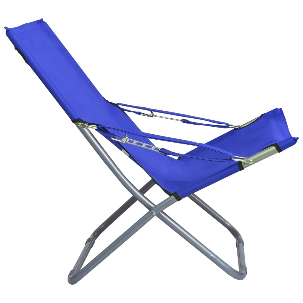 Cadeiras de praia dobráveis 2 pcs tecido azul