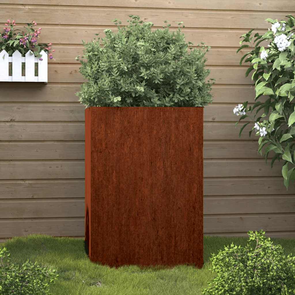 Vaso/floreira 52x48x75 cm aço corten