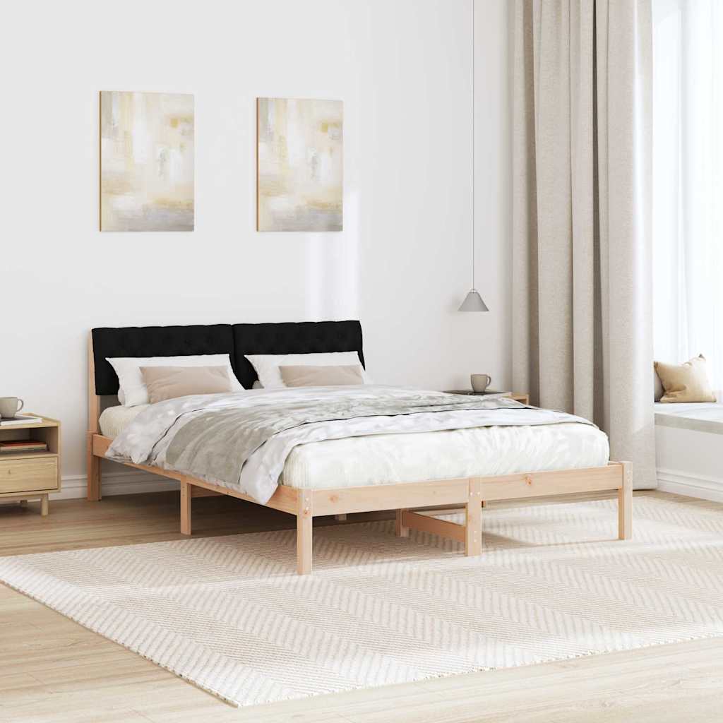 Estrutura da cama com cabeceira castanho e preto 160 x 200 cm