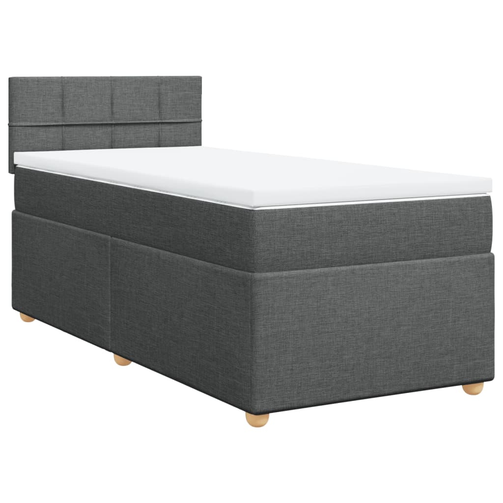 Cama com molas/colchão 90x200 cm tecido cinzento-escuro