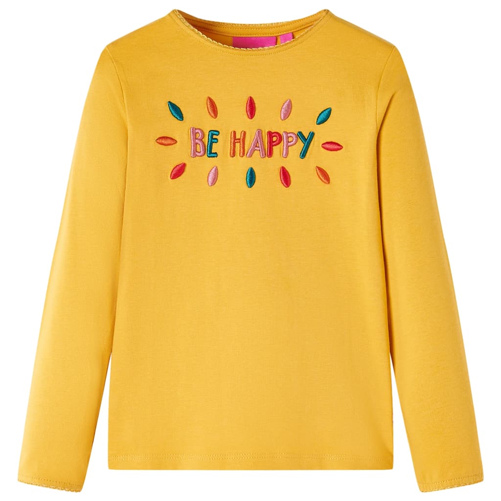 T-shirt de manga comprida para criança ocre-escuro 104