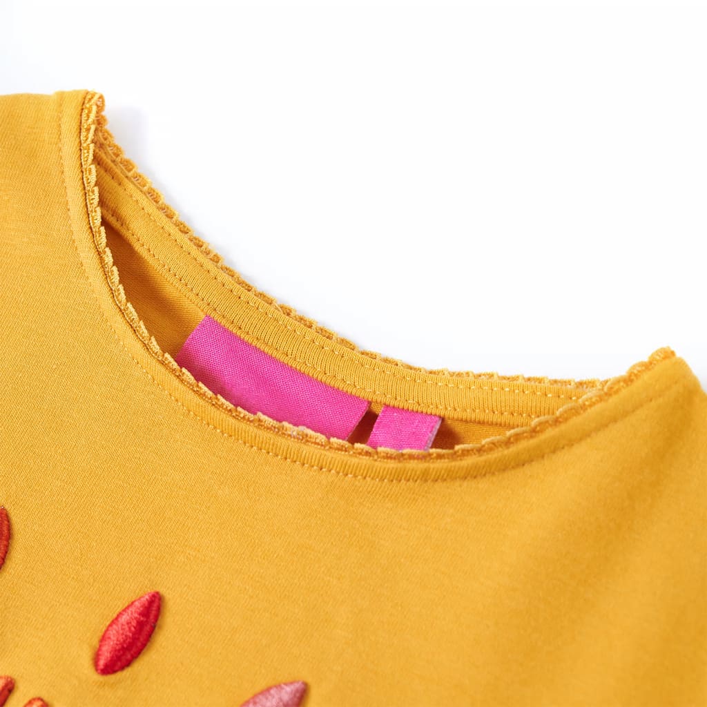 T-shirt de manga comprida para criança ocre-escuro 104