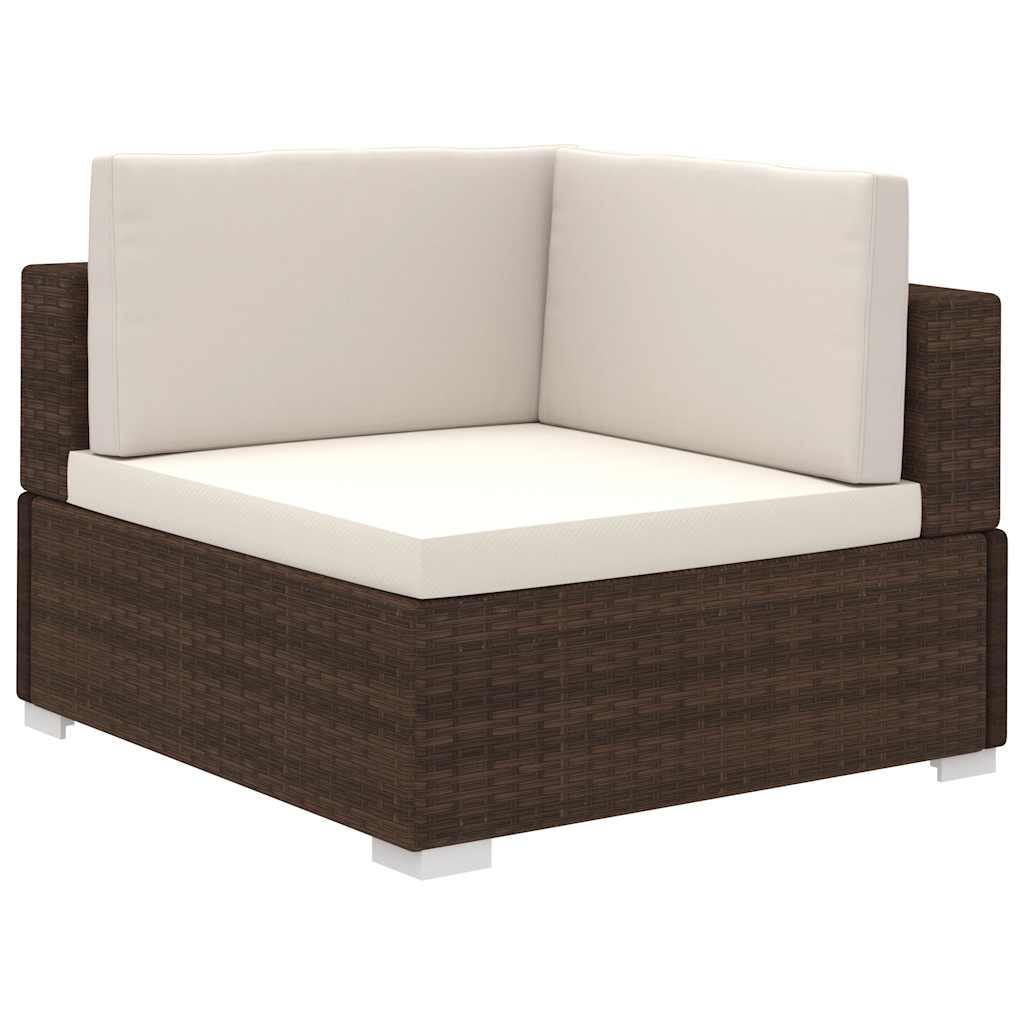 12 Pcs conjunto lounge jardim c/ almofadões vime PE castanho