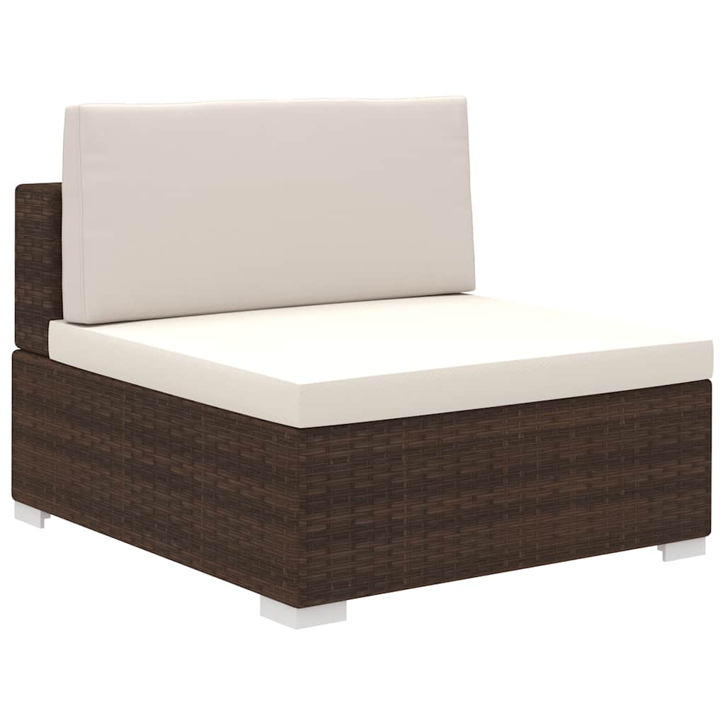 12 Pcs conjunto lounge jardim c/ almofadões vime PE castanho