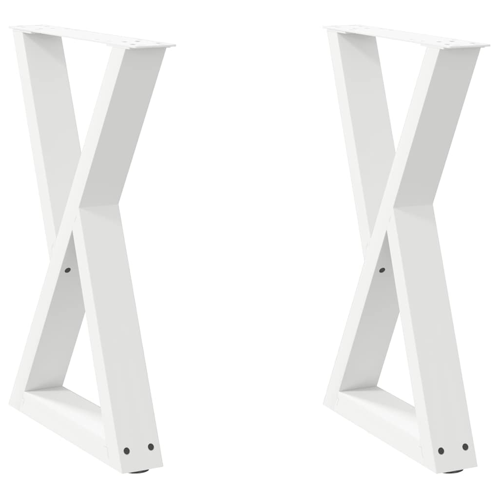Pés para mesa de jantar 2 peças, branco, 60x(72-73,3) cm, aço