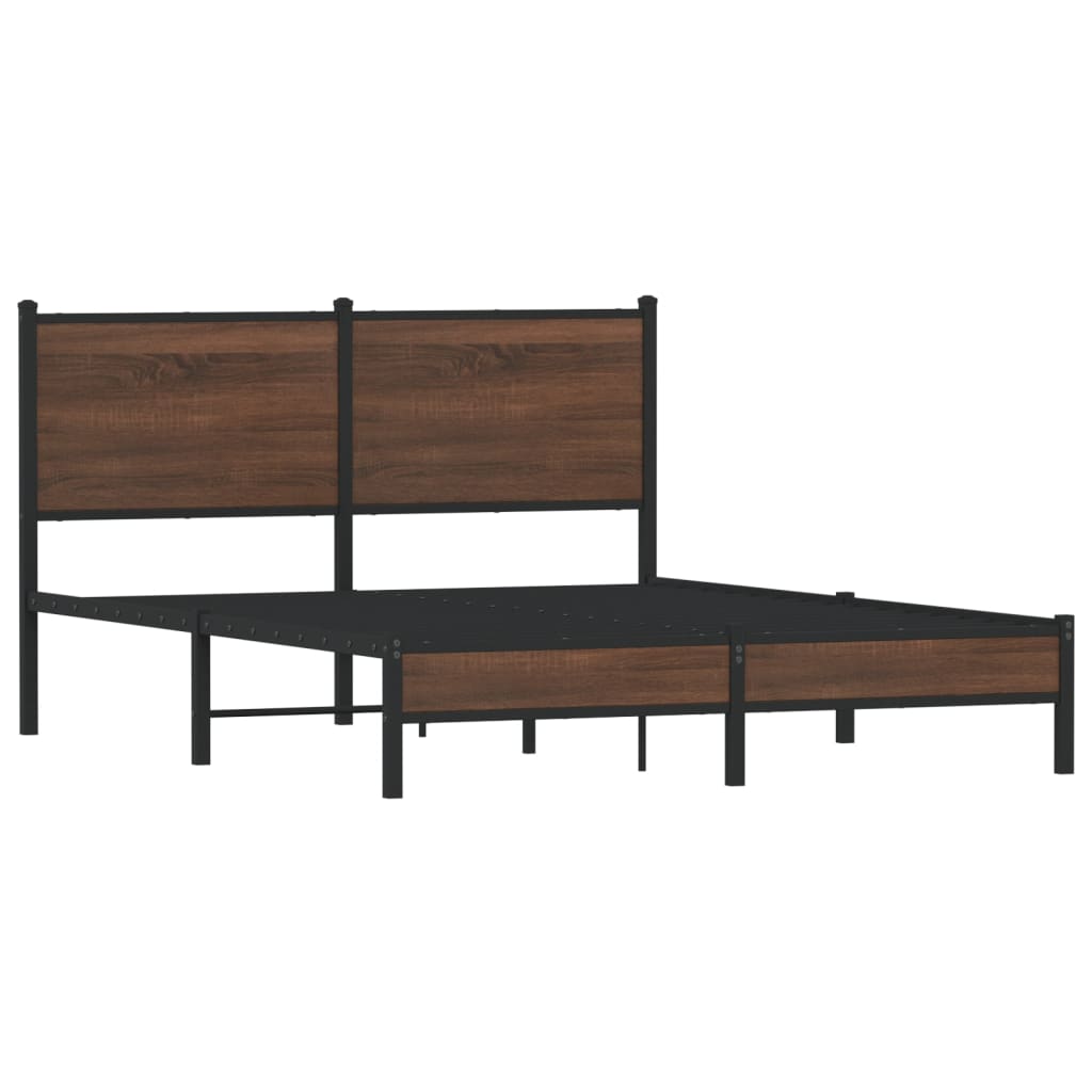 Estrutura de cama sem colchão 140x200cm metal carvalho castanho