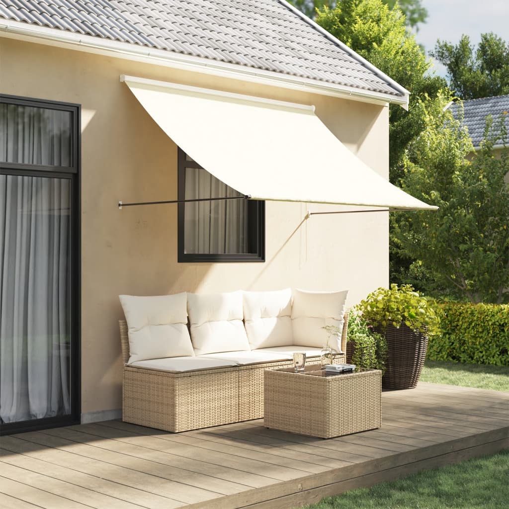 Toldo retrátil 200x150 cm tecido e aço cor creme