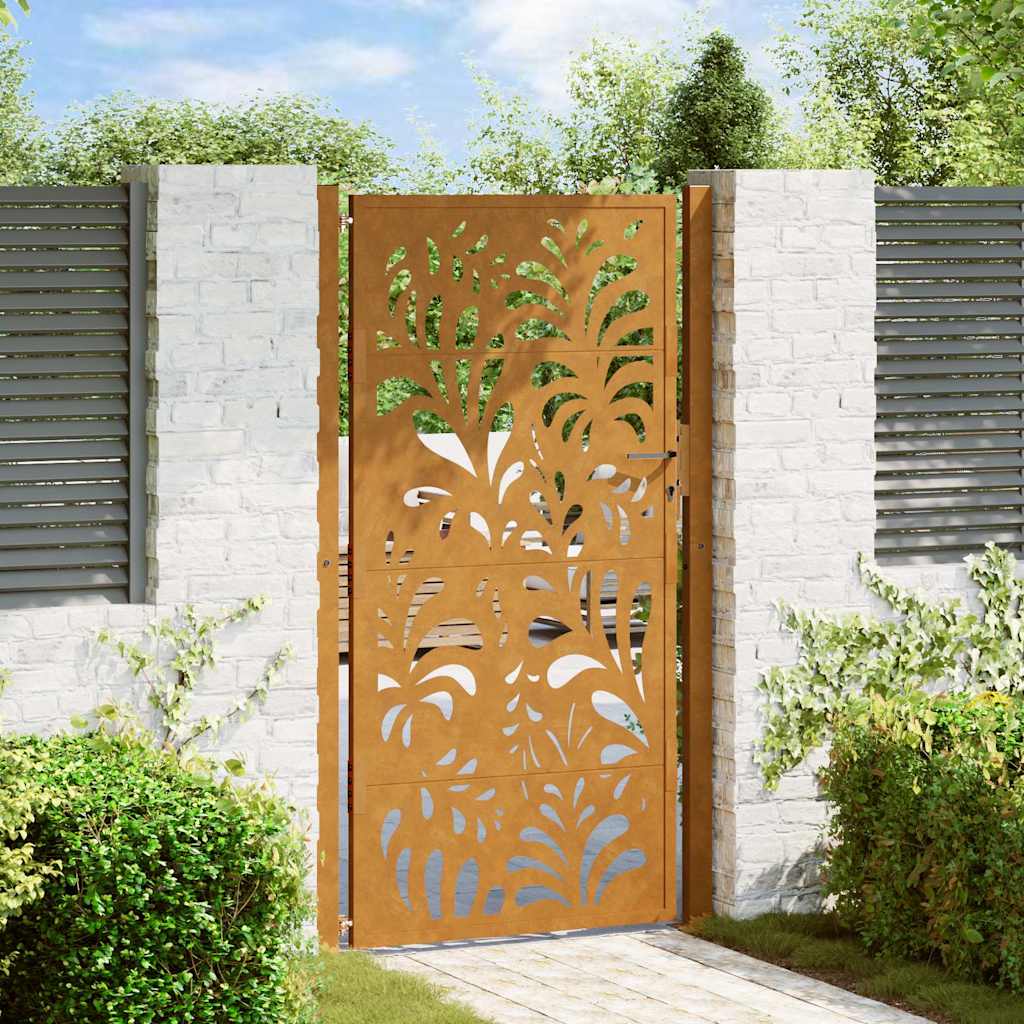 Portão de jardim 100x175 cm em aço resistente às intempéries com design ondulado