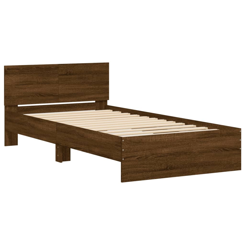 Cama sem colchão com cabeceira 100x200 cm carvalho castanho