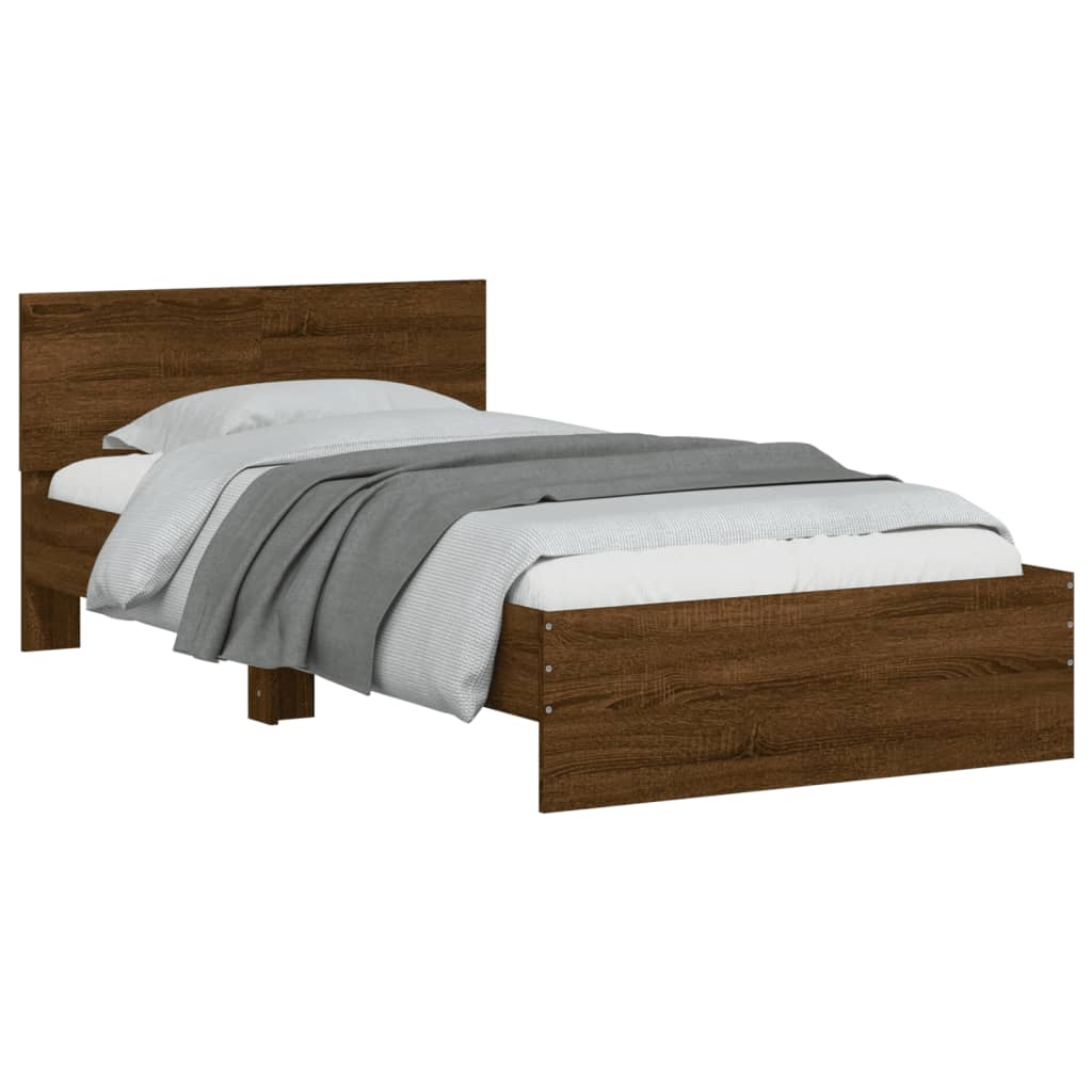 Cama sem colchão com cabeceira 100x200 cm carvalho castanho
