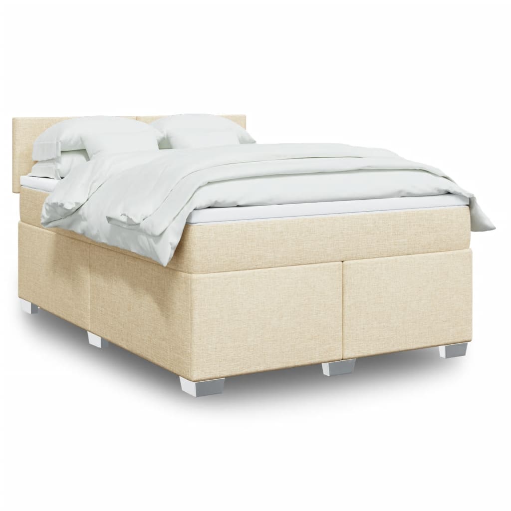 Cama com molas/colchão 160x200 cm tecido cor creme