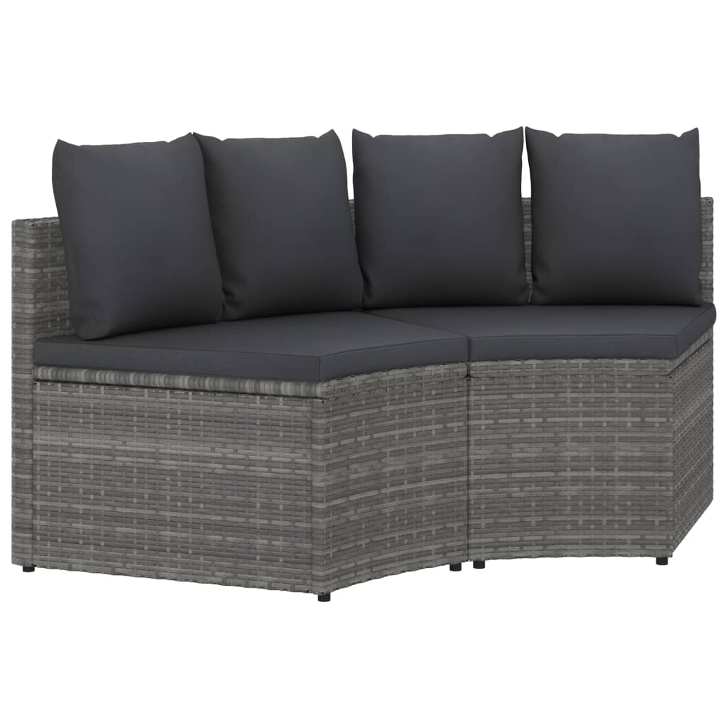 2 Pcs conjunto sofás de jardim c/ almofadões vime PE cinzento