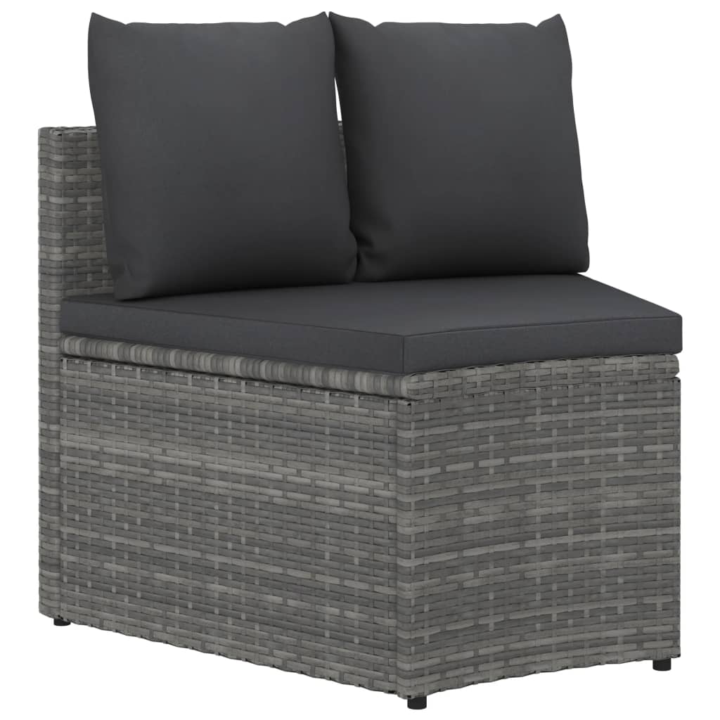 2 Pcs conjunto sofás de jardim c/ almofadões vime PE cinzento