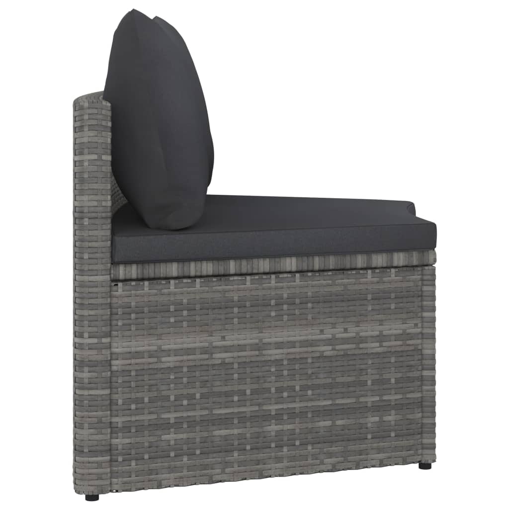 2 Pcs conjunto sofás de jardim c/ almofadões vime PE cinzento