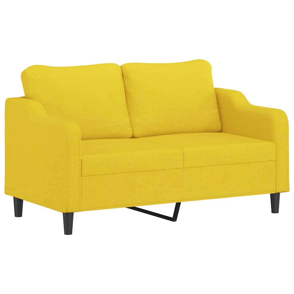 2 Pcs conjunto de sofás com almofadas tecido amarelo-claro