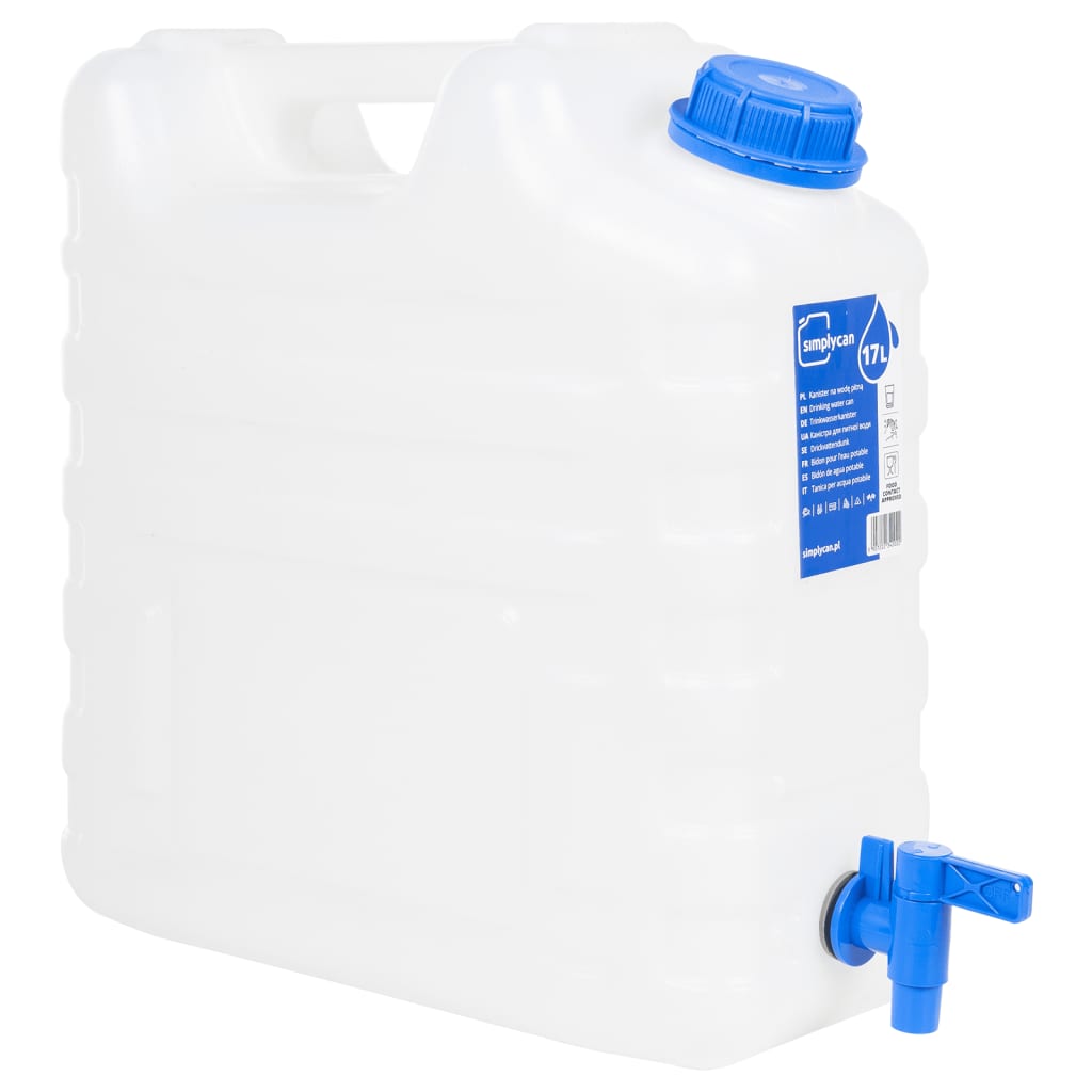 Recipiente de água com torneira transparente 15 l plástico