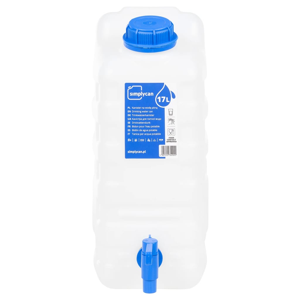 Recipiente de água com torneira transparente 15 l plástico