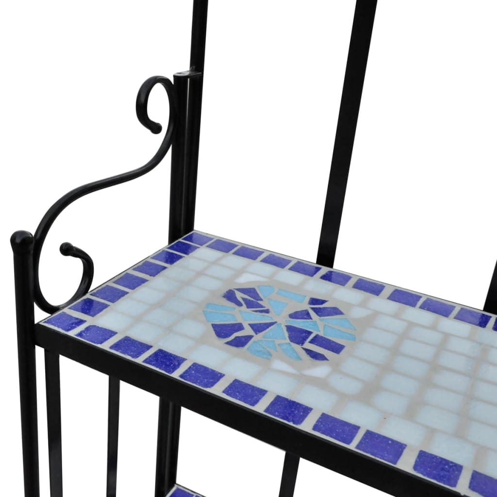 Suporte de exposição p/ plantas padrão de mosaico azul/branco