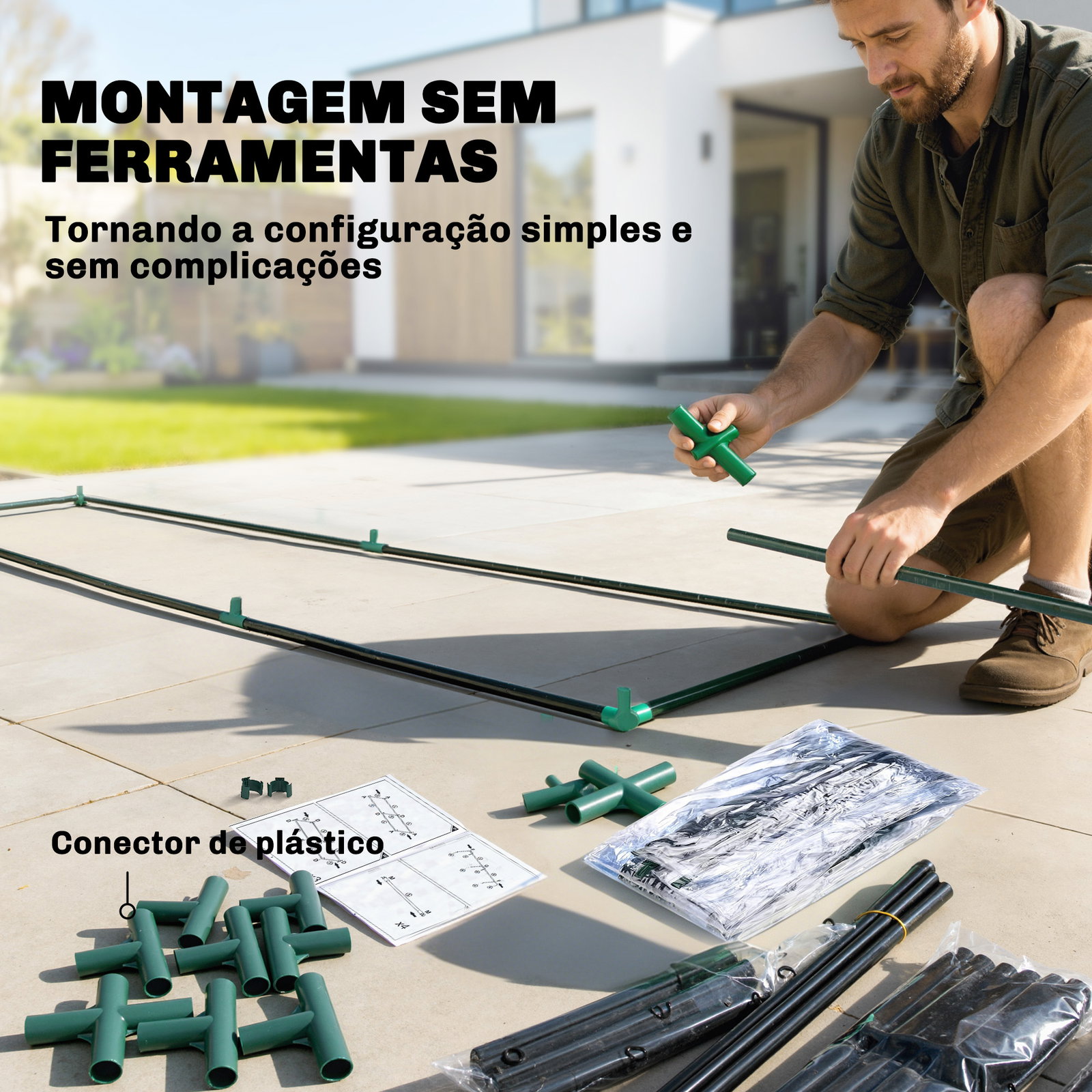 Estufa pequena de 3 níveis 2 portas enroláveis estrutura de aço cobertura de plástico 143x46x164 cm transparente