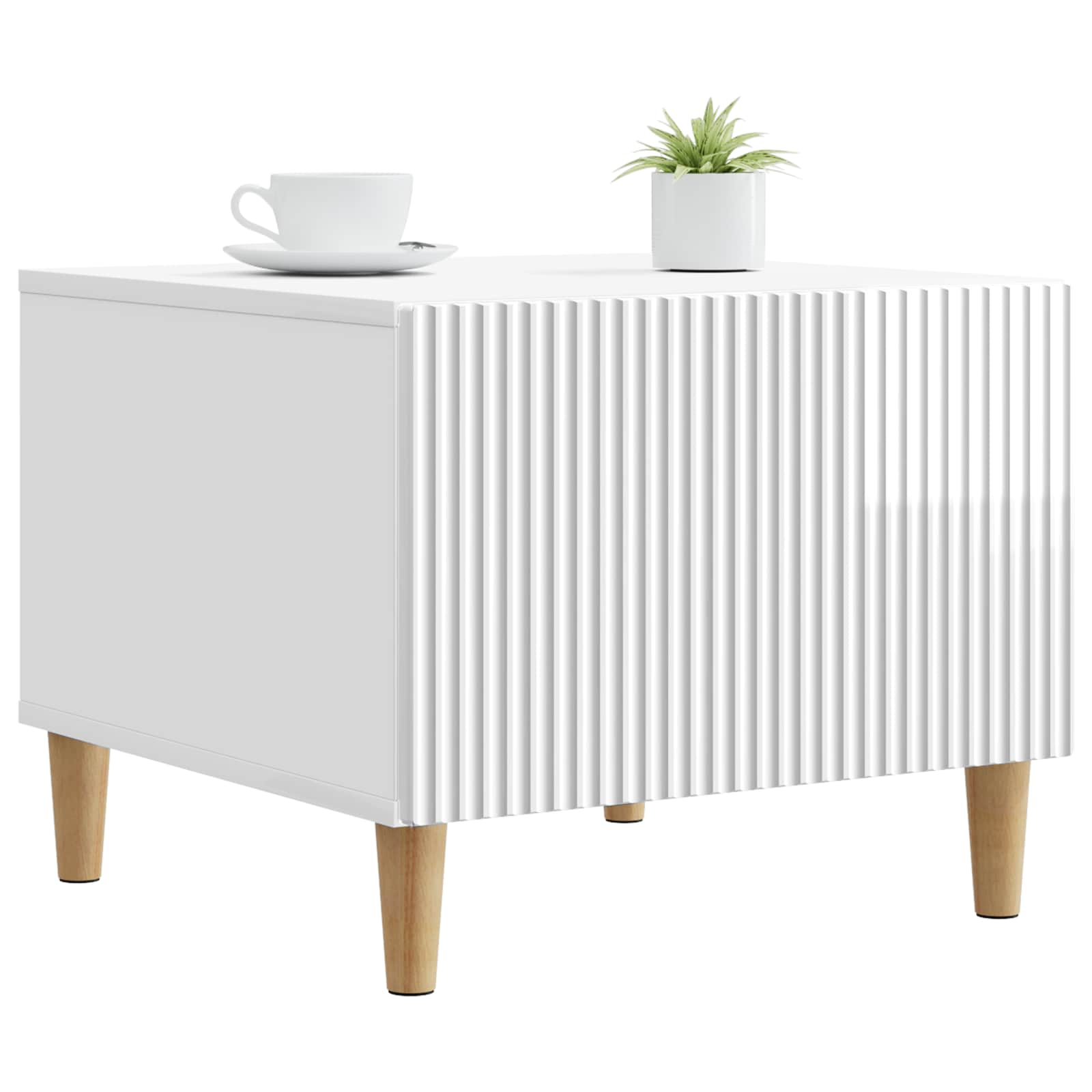 Mesa de centro com gaveta branco brilhante 49 x 50 x 40 cm