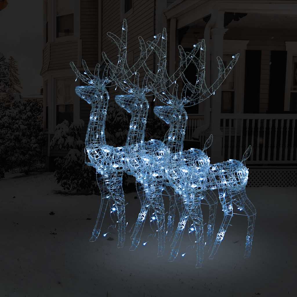 Renas decorativas de natal 3 pcs 128 cm acrílico branco frio